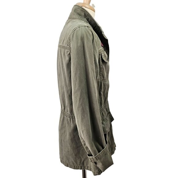 Cat & Jack Girls Military Style Jacket Snap Close Emoji Patch 4 Pocket XL Green - Picture 7 of 11